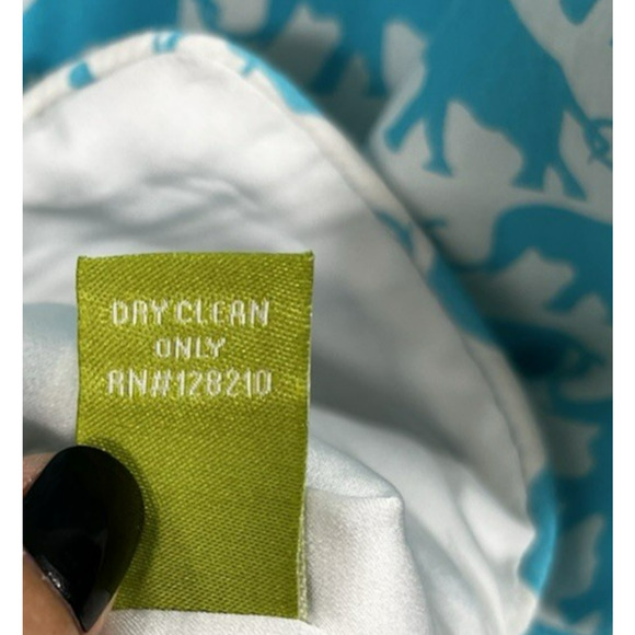 Elizabeth McKay Silk Blend Elephant Dress Aqua Tunic Sheath Size 8 Resort Preppy - Picture 13 of 13